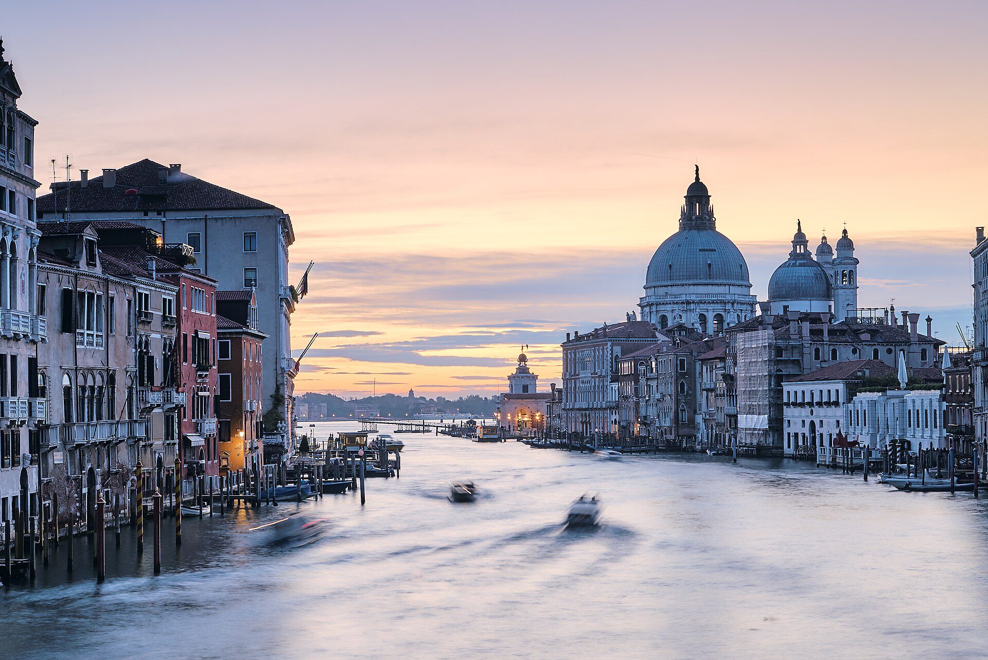 Grand Canal and Santa Maria della Salute in Venice at sunrise