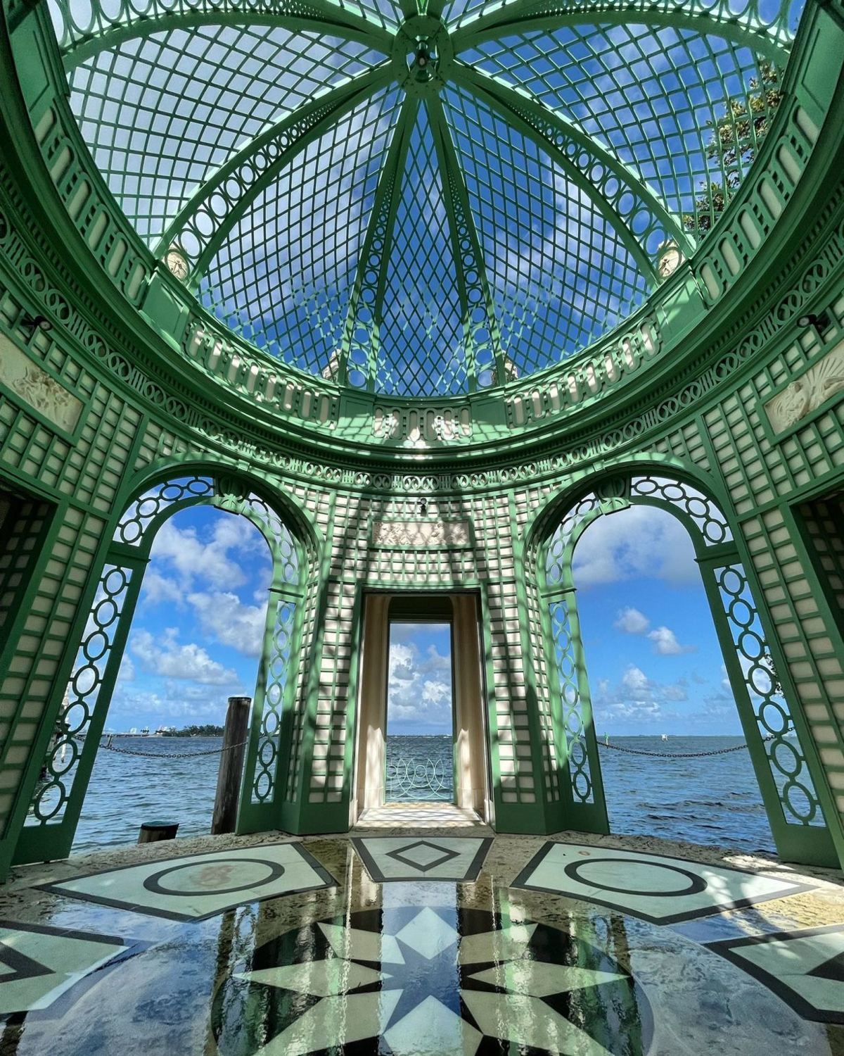 The green lattice pavilion at Vizcaya, one of Miami's best kept secrets