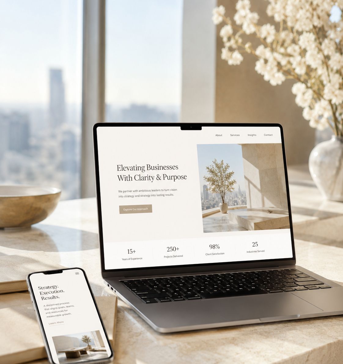 A cinematic website designed by Mandale on desktop and mobile